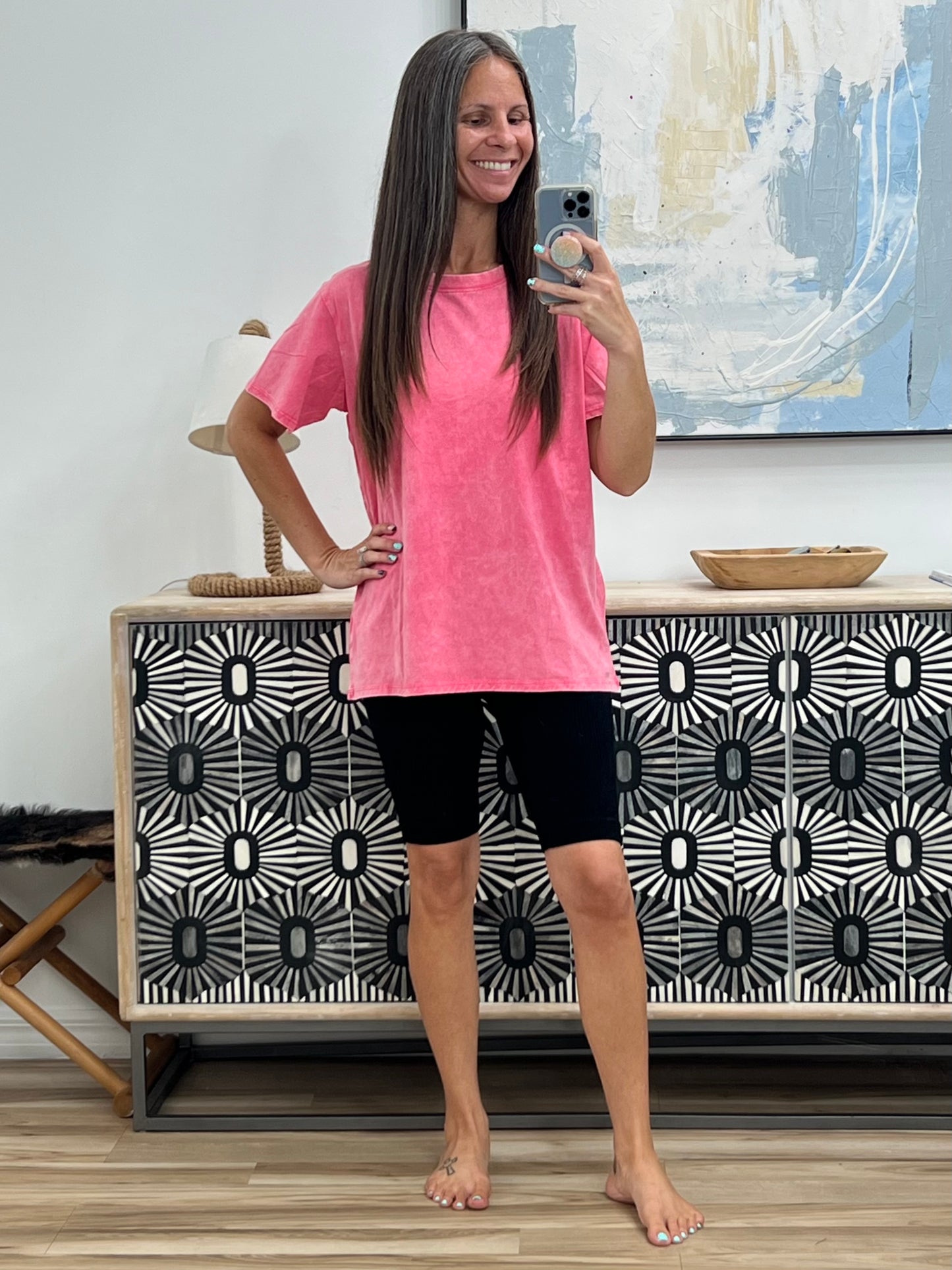Had to Be There Mineral Wash Tee in Fuchsia