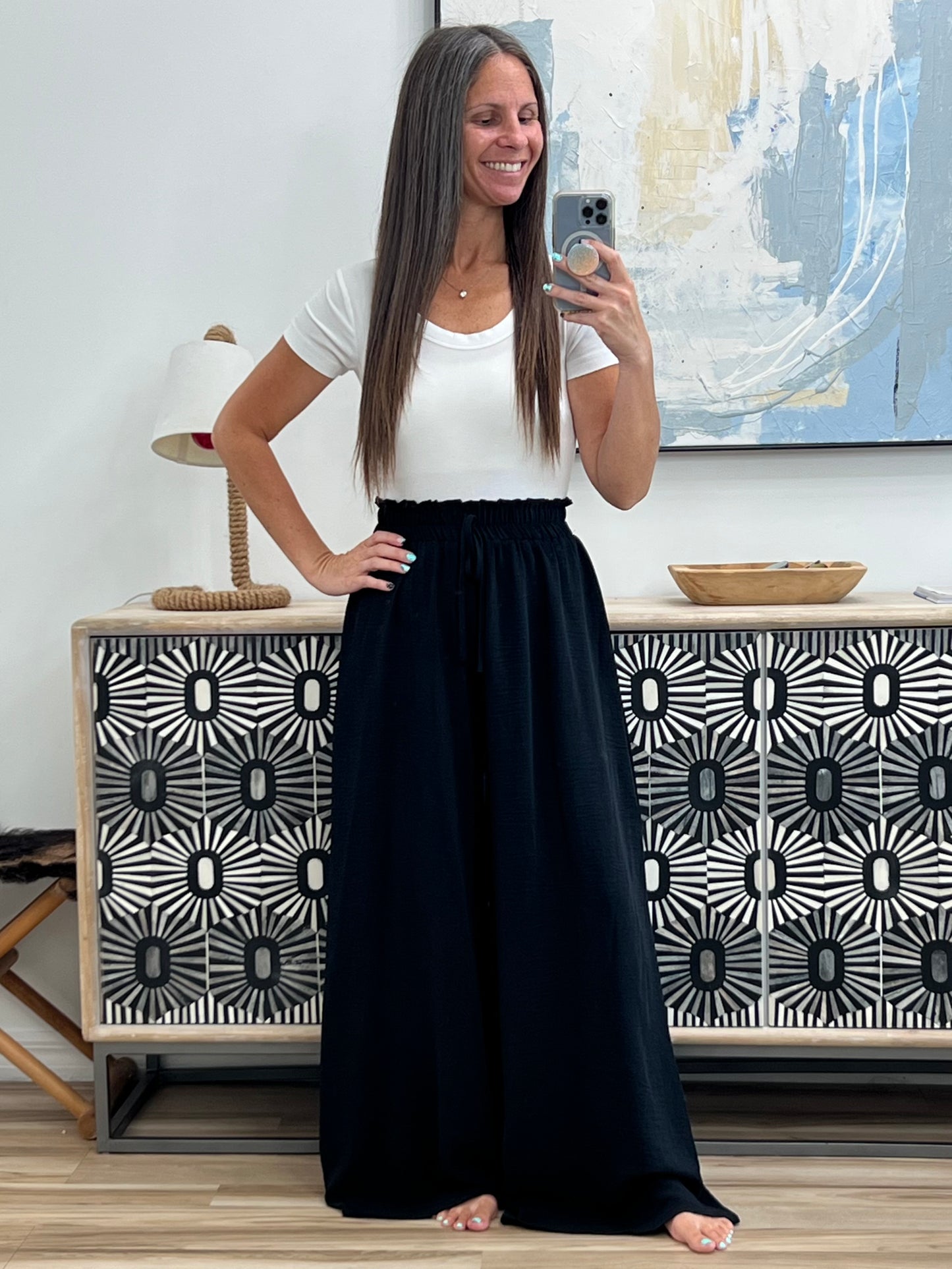 Honey Tied High Waist Wide Leg Pants
