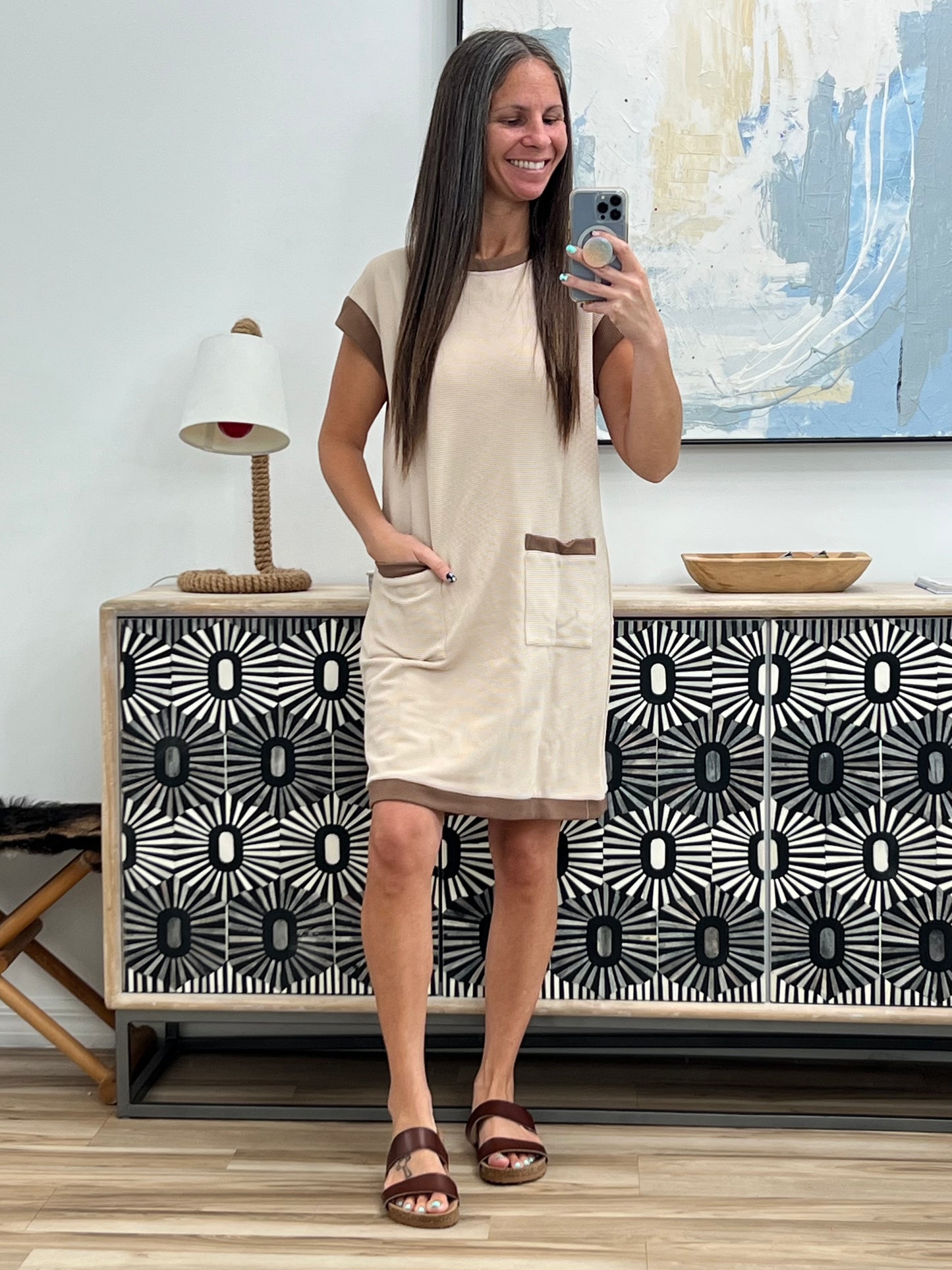 Your Place Or Mine Contrast Detail Dress