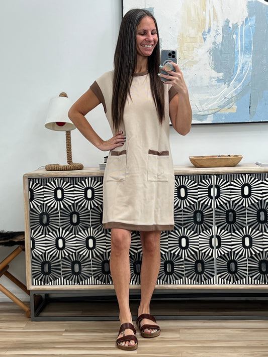 Your Place Or Mine Contrast Detail Dress