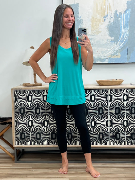 Mellow Muse Relaxed Knit Tank in Emerald