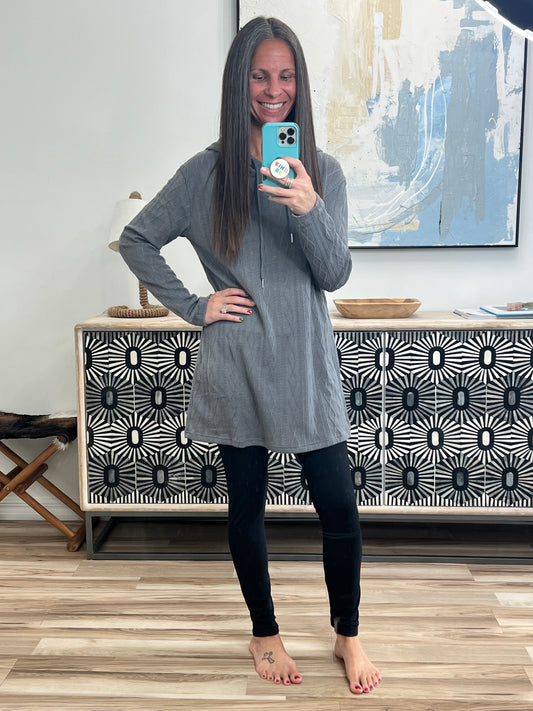 Casual Long Sleeve Hooded Knit Dress/Tunic