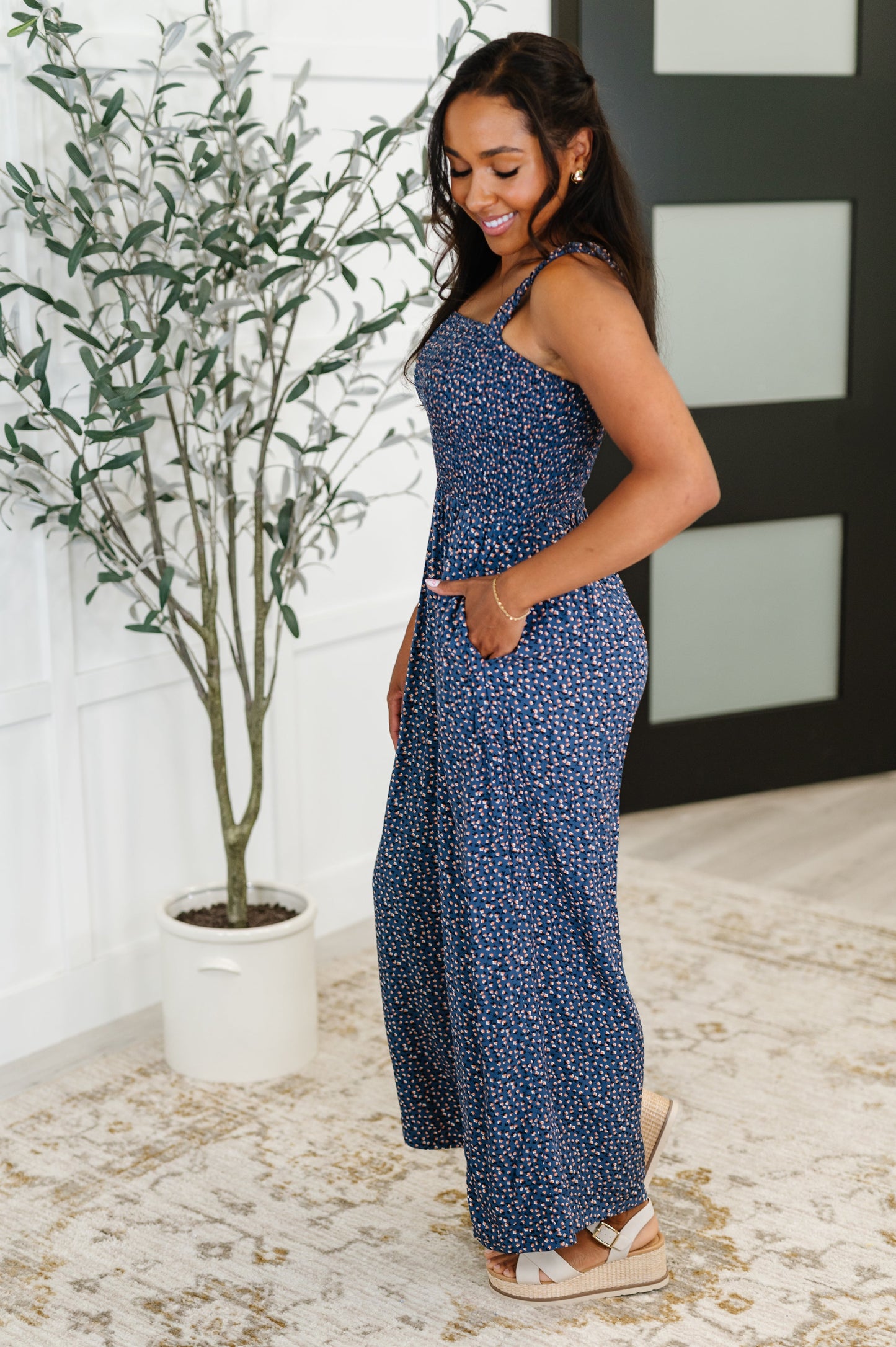 Live Your Best Life Floral Jumpsuit in Blue Floral