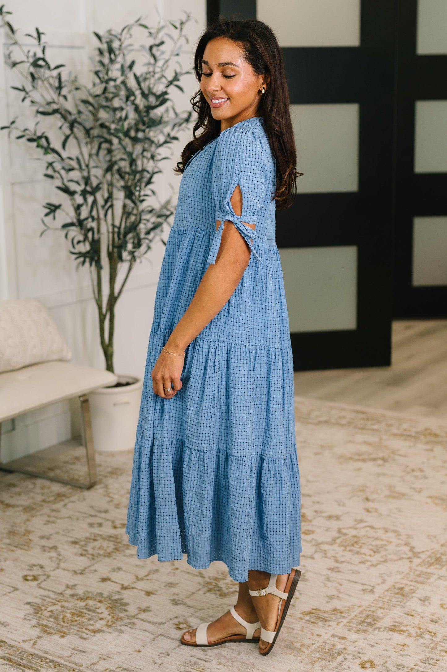 Perfectly Plaid Tiered Midi Dress