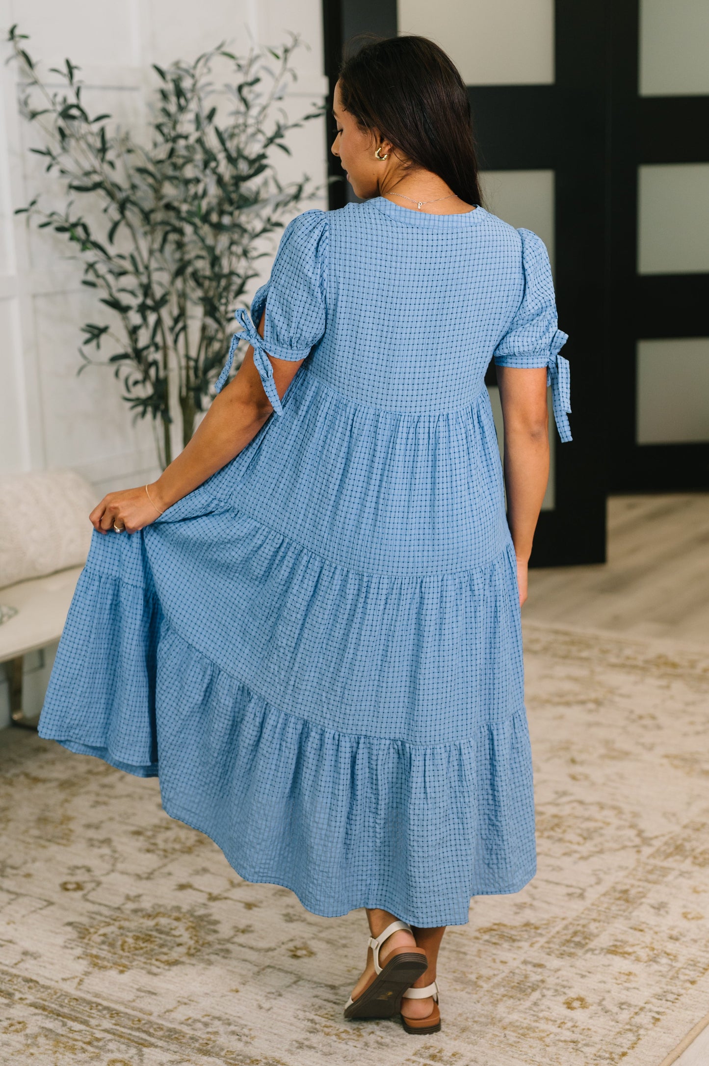 Perfectly Plaid Tiered Midi Dress