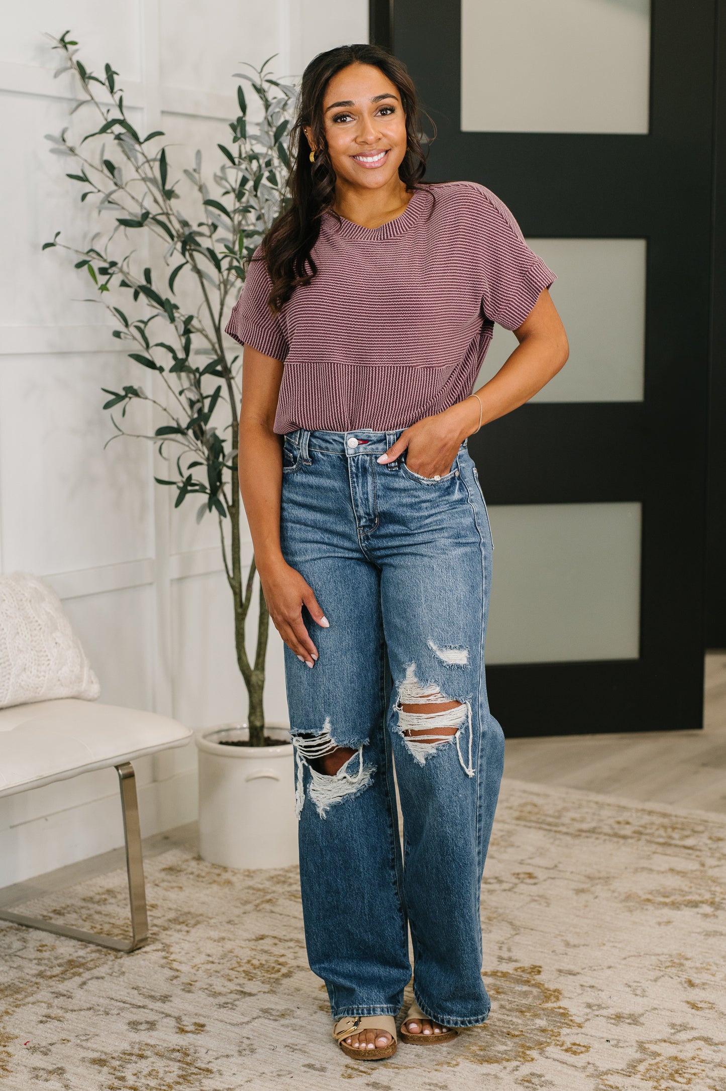 Roseanne High Waist Wide/Straight Fit With Adjustable Tabs