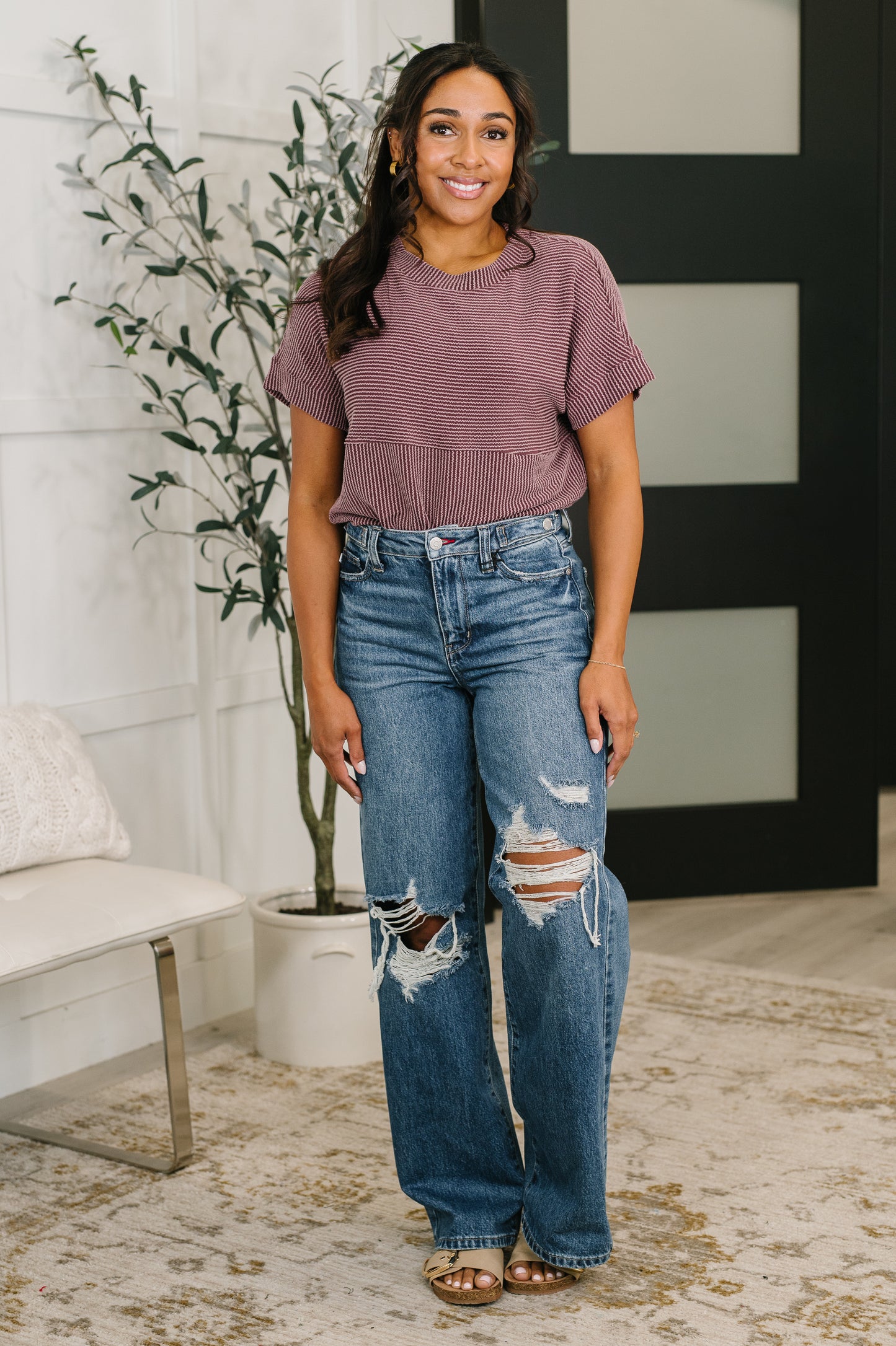 Roseanne High Waist Wide/Straight Fit With Adjustable Tabs