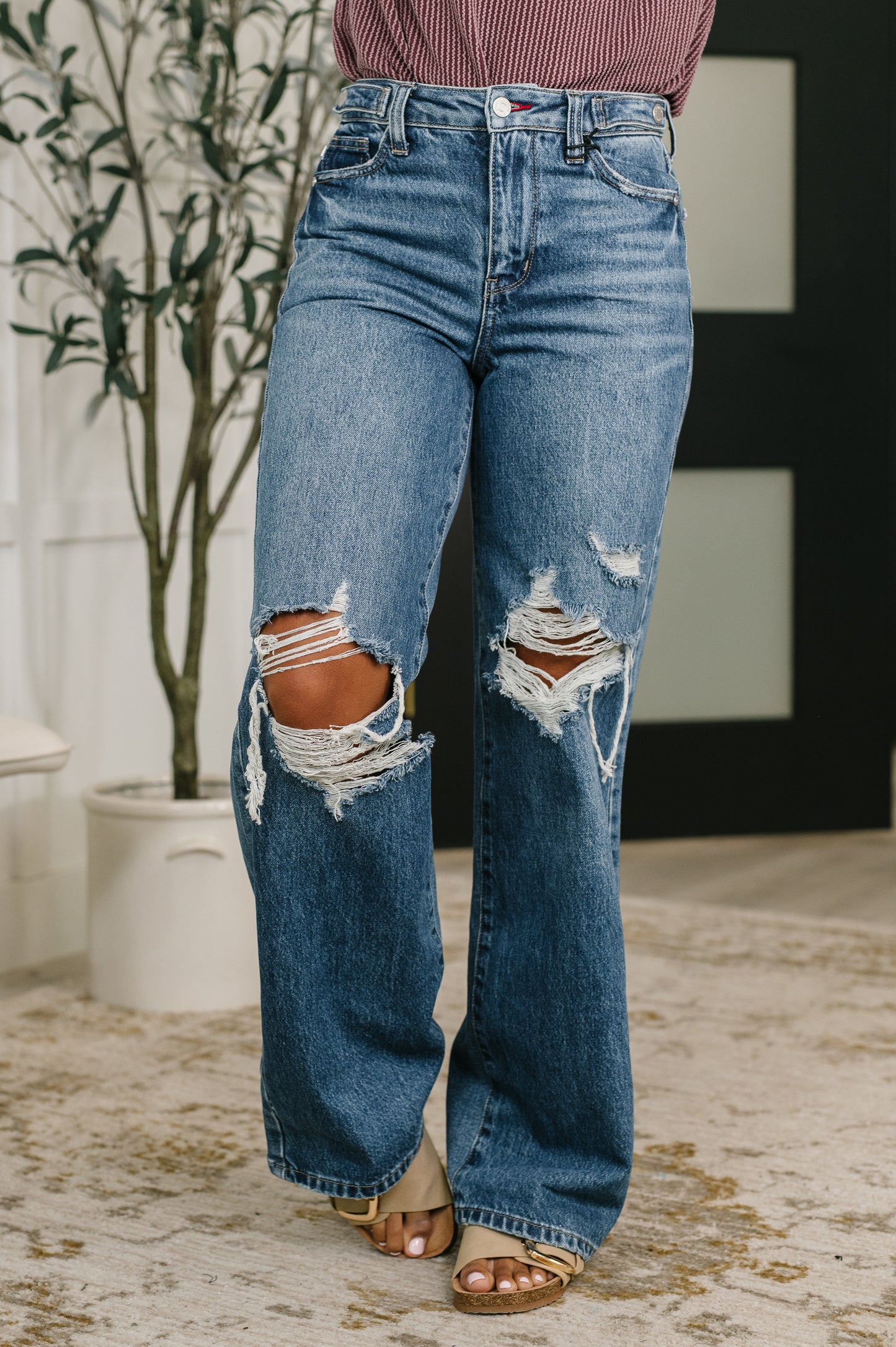 Roseanne High Waist Wide/Straight Fit With Adjustable Tabs