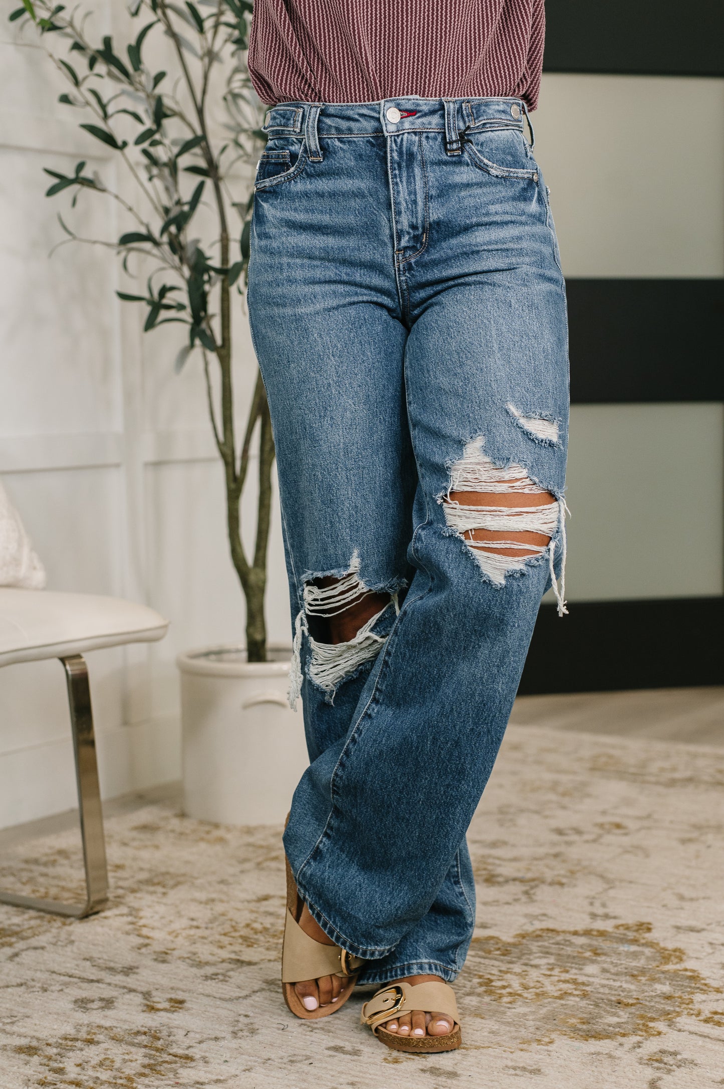 Roseanne High Waist Wide/Straight Fit With Adjustable Tabs
