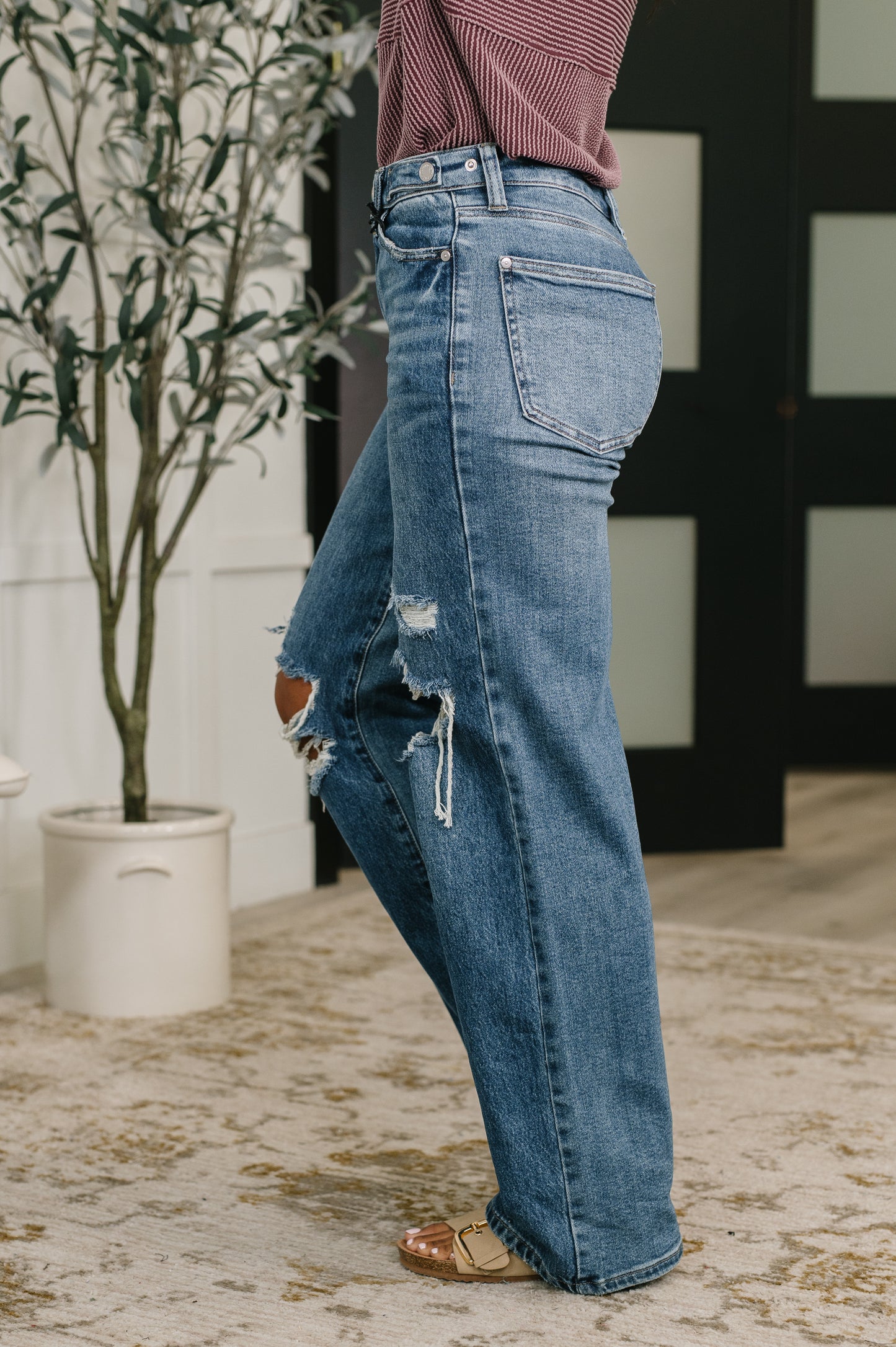 Roseanne High Waist Wide/Straight Fit With Adjustable Tabs