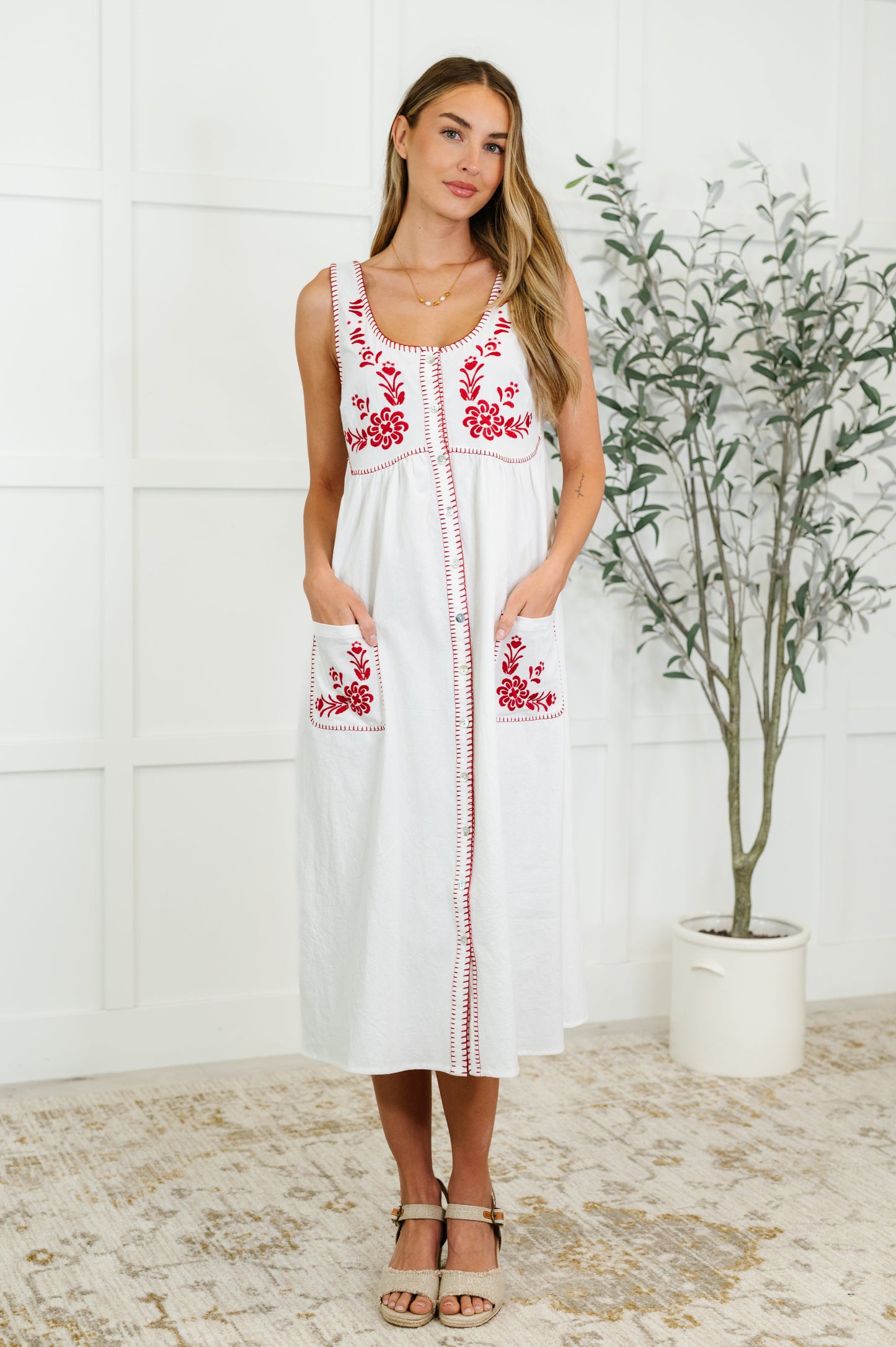 Whispering Petals Scoop Neck Dress
