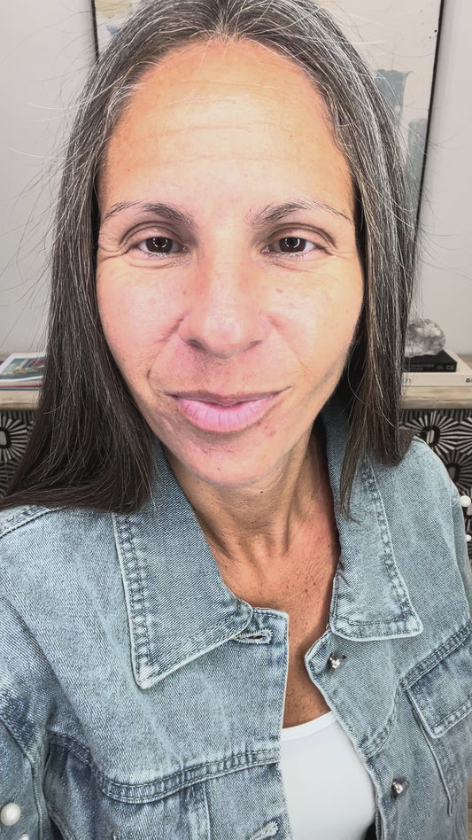 Pearl Trim Raw Hem Denim Jacket